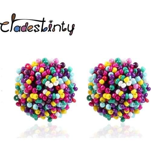 Chadestinty High Quality Handmade Beads Earrings Jewelry Bohemian Statement Stud Earring For Women Bridal Big Large Earings