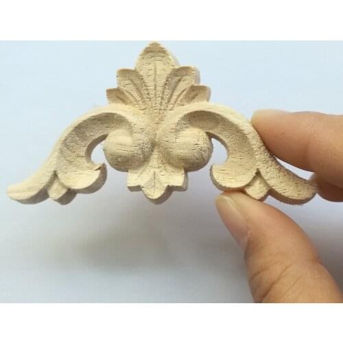 10CM Decorative Wooden Onlay Applique Wood Woodcarving Decal Wood Carved Corner Door Furniture Decoration Decorative Sculptures
