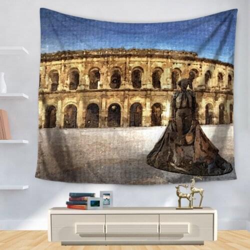 Home Decorative Wall Hanging Carpet Tapestry 130x150cm Rectangle Bedspread Eiffel Tower Roman Colosseum Opera House GT1147