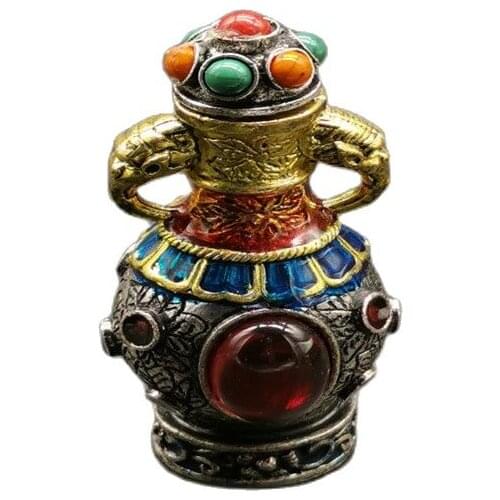 China Old National Style Old Tibetan Silver Snuff Bottle