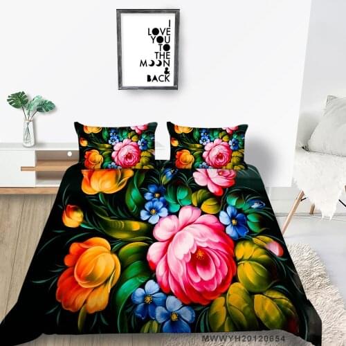 Pink Peony Bedding Set Plant Series Beautiful Duvet Cover Colored Flowers Queen Single Double Twin Full 3D Bed Set King