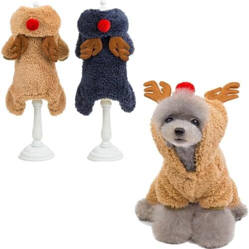 Dog Puppy Costume Christmas Clolthes with Hoodie Coat Dog Clothing Winter Warm for Small Medium Dog Cosplay Costumes Cartoon