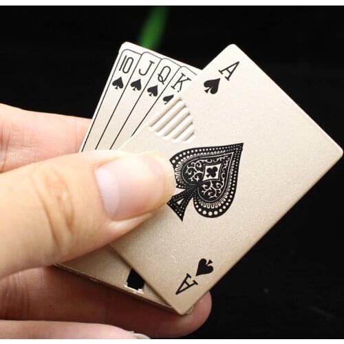 Metal Jet Playing Cards Torch Lighter Turbo Butane Gas Lighter Creative Windproof Portable Outdoor Lighter Funny Toys For Men