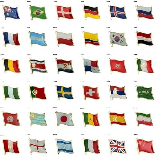2018 Metal Badge National Flag pin badges on backpack Brooch for clothes 32 Teams for you choose