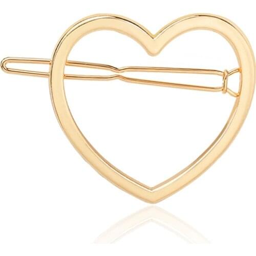Cute Heart Hollow Silver Plated Golden Hair Clips and Pins Barrettes Hairwear Hair Grips for Womem Hair Accessories