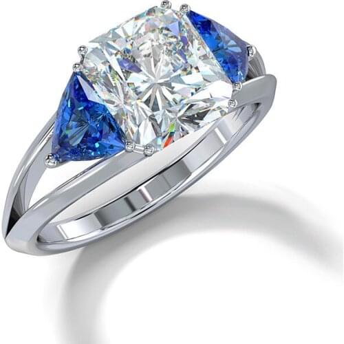 Trendy Limpid Blue/White Color Stone Wedding Knuckle Ring Classic Square Crystal Wedding Engagement Bridal Ring For Women Gifts