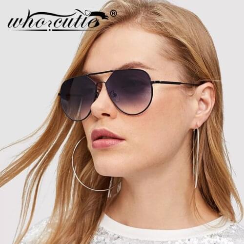 Fashion Oversized Aviation Sunglasses Women 2019 Brand Design Classic Pilot Frame Gradient Lens Sun Glasses Fade Shades S004