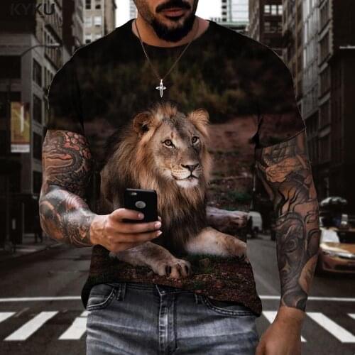 KYKU Brand Tiger T shirt Men Animal Tshirts Casual Painting Shirt Print Graffiti T-shirts 3d Mens Clothing summer Fashion Slim