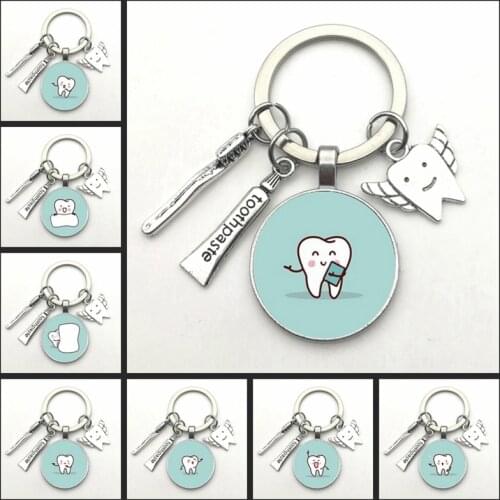 2020 New Dentist Dental Glass Keychain Dental Assistant Gift Dental Care Keychain