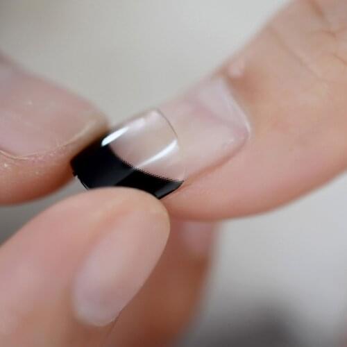 New Short Half Cover French Nail Black Natual Square Fake Nail Smooth Pratice Daily False Nail