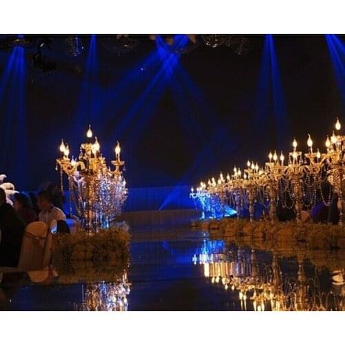 New style 75cm- 29.5" Height candelabra wedding Gold acrylic table centerpiece candlestick wedding road lead