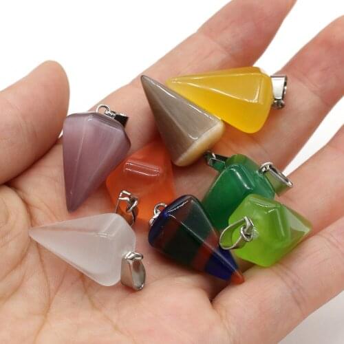 Wholesale Natural Stone Pendant Polygon Cats Eye Pendant For Jewelry Making Charms DIY Necklace Earrings Accessory