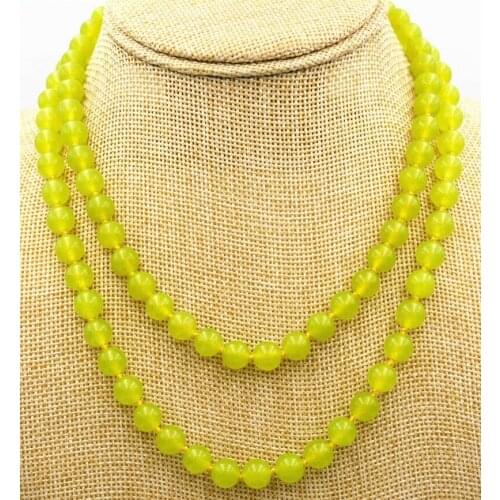 New Fine natural 6mm peridot beads jade Gemstone Necklace 32 "AAA