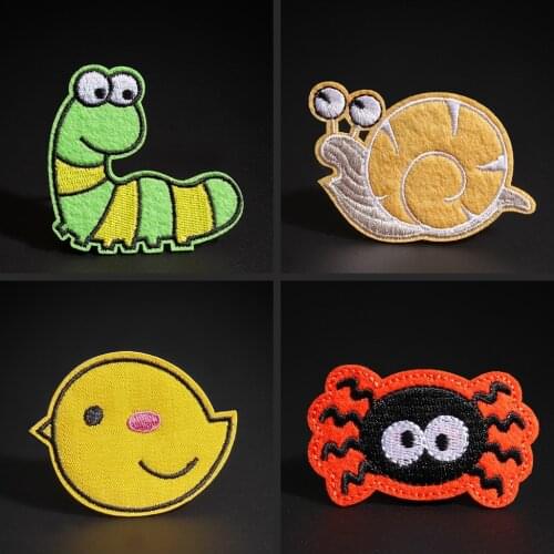 Caterpillar patches Cartoon spider snail animal clothing Decal ironing on clothes Accessories Little yellow bird patch