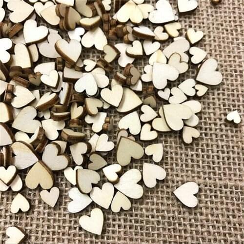 500PCS Cute 4 Sizes 6/8/10/12mm Mixed Love Heart Shape Wedding Table Scatter Decor Rustic Wooden Wedding Decoration Buttons