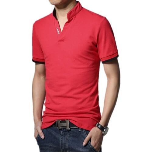 Summer Fashion Boutique Cotton Pure Color Stitching Mens Leisure Standing Collar Short Sleeve POLO Shirts Men Casual POLO Shirt