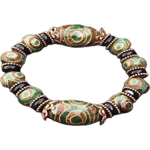 Sanyan Tianzhu hand string first line pharmacist Tianzhu bracelet natural chalcedony jade agate male Tibet Tianyan