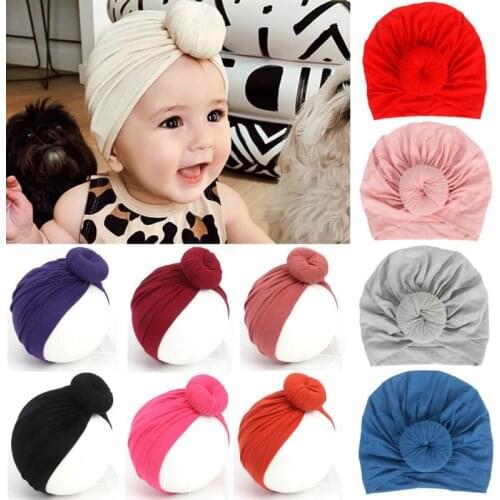 Toddler Kids Baby Girl Boy Turban Cotton Beanie Hat Winter Cap Knot Solid Soft Hospital Caps 2020 Baby Accessories For Newborn