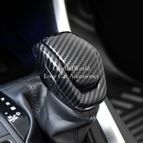 Carbon Fiber Car Gear Shift Head Frame Patch Cover Trims Sticker Car Decoration Sequin For Toyota RAV4 2020 Interior Accessories