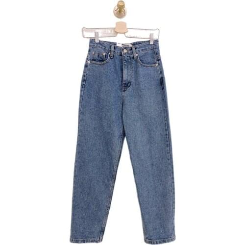 Korean Irregular Pockets High Waist Jeans Women 2021 Fashion Denim Pant Streetwear Female Mom Jeans Trousers Summer Pantalon