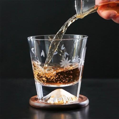 Japanese Fuji Mountain glass cup water cup tea cup beer cup household glass breakfast milk drink cup water bottle glass bottle