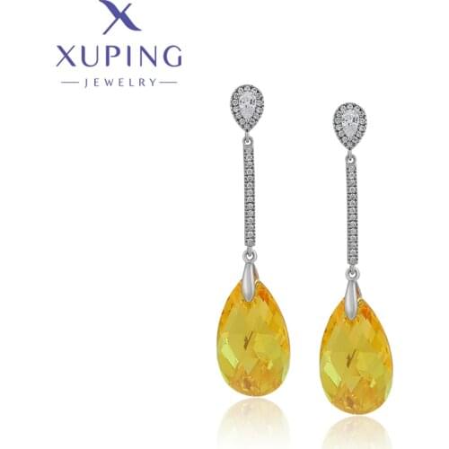 Xuping Jewelry Summer Sale Fashion Element Yellow Crystal Earrings for Women A00380201