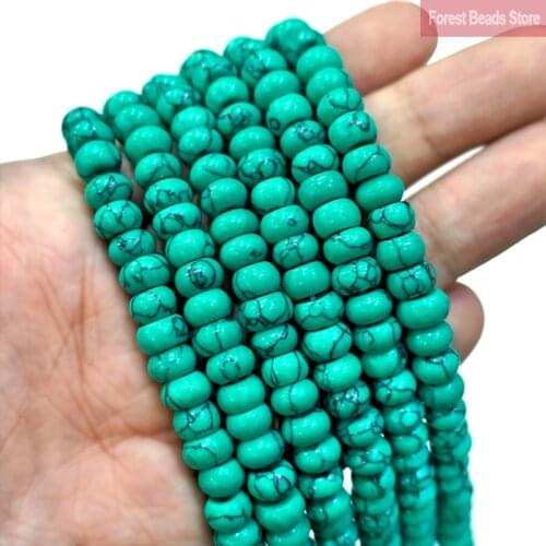 Green Turquoises Rondelle Beads Loose Spacer Beads Natural Stone for Jewelry Making DIY Charms Bracelets Earrings 15'' Strands