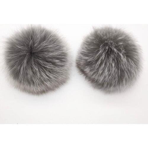 Winter Gray 14cm Real Fox Fur Pom poms Hot Casual Fur Ball For Hat Cap Beanies Cloth