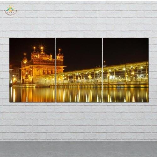 Golden Temple at Midnight Wall Art HD Prints Canvas Art Painting Modular Picture And Vintag Poster Canvas Painting 3 PIECES
