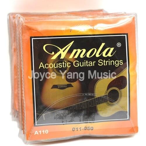 10 Sets of Amola A110 Acoustic Guitar Strings 1st-6th Steel Strings Phosphor Bronze 011-050 Light Gauge Free Shipping