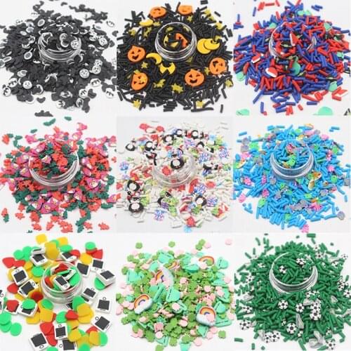 100g/Lot Halloween Series Pumkin Tree Mixed Clay Slices Soft Pottery Miniaure Sprinkles for DIY Crafts Filling Accessories