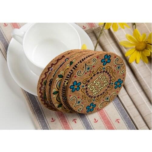 4x Bohemia Style Cork Wood Drink Coasters Tea Coffee Cup Mat Table Decor Bottle Tableware Pads