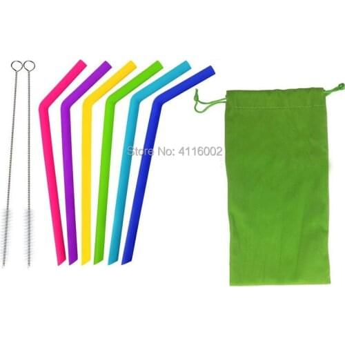 50sets Food grade silicone drinking straw reuseable fruit juice straw for home party Bar Accessories