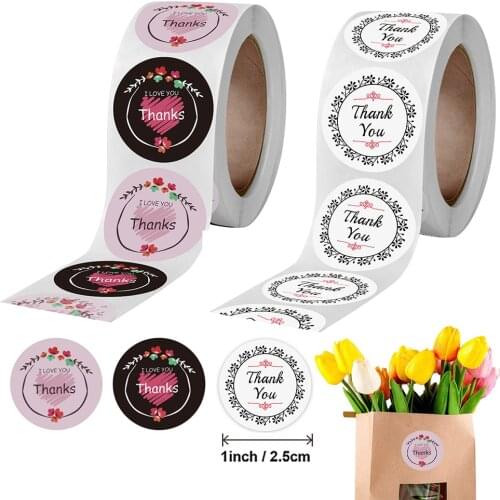 500pcs 2.5cm Flower Gift Sealing Stickers Thank You Love Design Diary Scrapbooking Stickers Decorations Labels