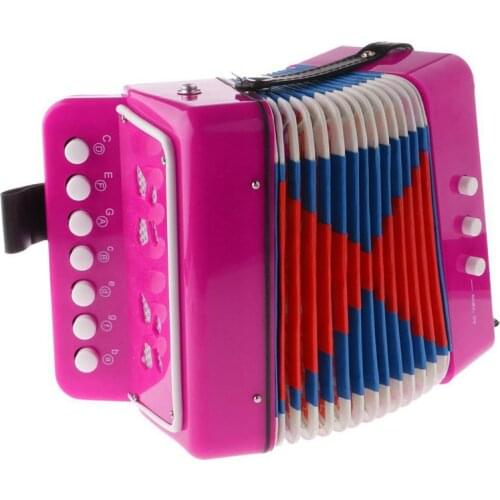 7 Button Key Accordions Educational Toy Children Musical Instrument - Red Rose