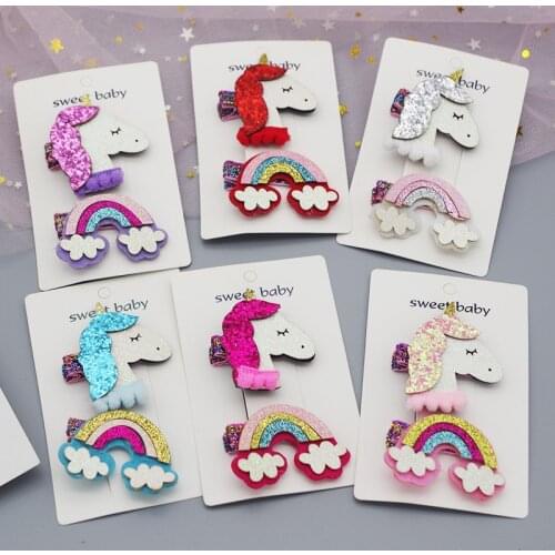 Unicorn Hairpins Kawaii Hair Accessories Ribbon Hair Clip for Baby Girl Baby Hair Accessories Unicorn Hair Accessories for Girls