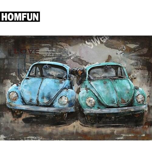 HOMFUN Full Square/Round Drill 5D DIY Diamond Painting "Love car" 3D Embroidery Cross Stitch 5D Rhinestone Home Decor Gift