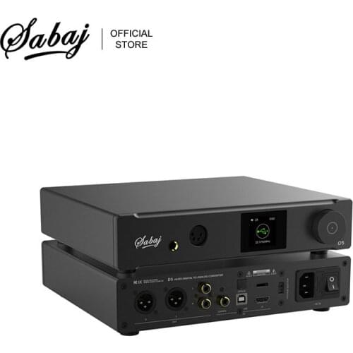 Sabaj D5 Audio DAC ESS9038PRO D/A Chip Heaphone Amplifier Support DOP&Native DSD512 32BIT USB Optical Coaxial I2S Input Black
