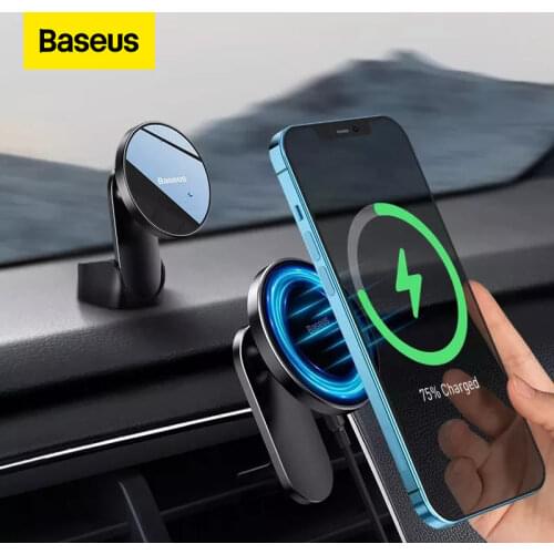Baseus Magnetic Wireless Car Holder Car Mount Charger Dashboard Air Outlets Phone Holder for iPhone 12 Series Quick Charger