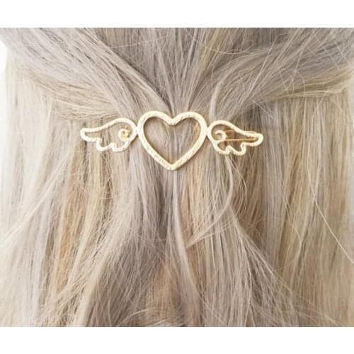 Free shipping 2021 Women gold silver color Hair jewelry Accessories Love Cupid Wings Hair Clips for female for women