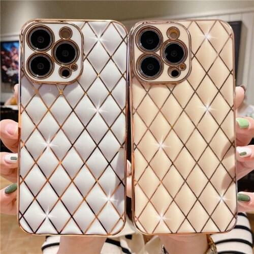 Luxury Plating Geometric Phone Case for IPhone 12 13 Pro Max Silicone Soft Cover for IPhone 11 Pro Max XS Max XR X 8 7 Plus