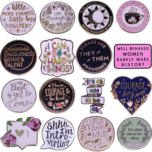 DZ1872 Life Quotes Collection Enamel Lapel Pin Badge Pins Hats Clothes Backpack Decoration Jewelry Accessories Gifts for Friends