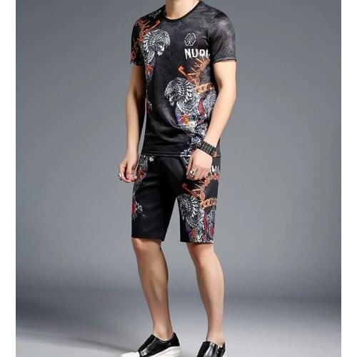 2020 Summer Plus Size Round Neck tracksuit Knee-length men set