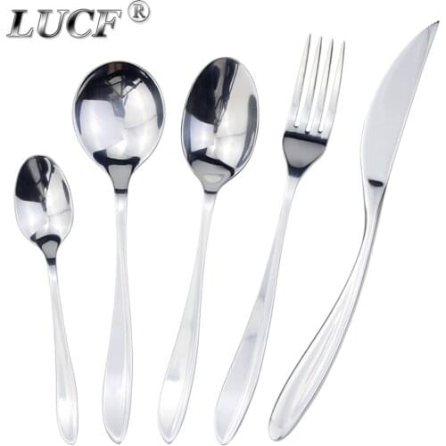 Hot Recommend Drip Fairshaped Dinnerware Set Mirror Stainless Steel Luxury Silverware Cutlery Round Spoon For Kitchen Dishwasher