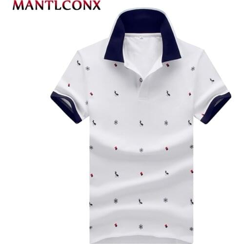 MANTLCONX 2021 New Mens Polo Shirt Male Short Sleeve Fashion Brand Men Polo Shirt Men Summer Short Sleeve Polos Shirt White Blue