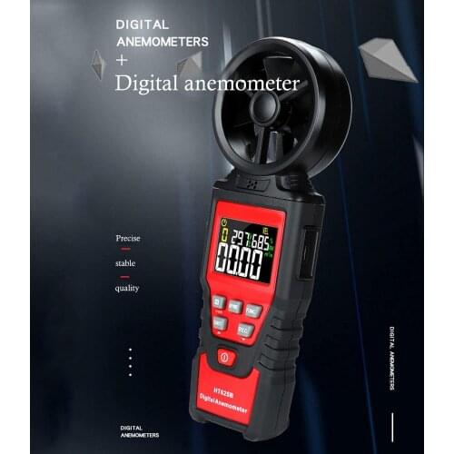 Mini Wind Speed Meter Handheld Anemometer HT625 4 In 1 Wind Speed Air Volume Temperature and Humidity Measurement HD Screen USB