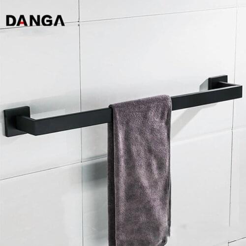 Single Rod Towel Holder 60cm Black Towel Bar 304 Stainless Steel Towel Hanger Wall Mounted Shower Shelf Bathroom Storage Rack