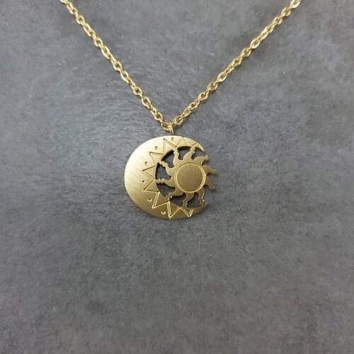 Sun Moon Necklace Dainty Charm Gift Boho Jewelry Celestial Soulmate Love Friendship Eclipse Best Friend Crescent Collier Femme