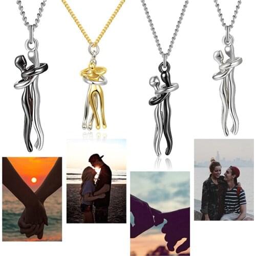 New Love Style Hug Necklace Unisex Men Women Couple Necklace with Pendant SCI88