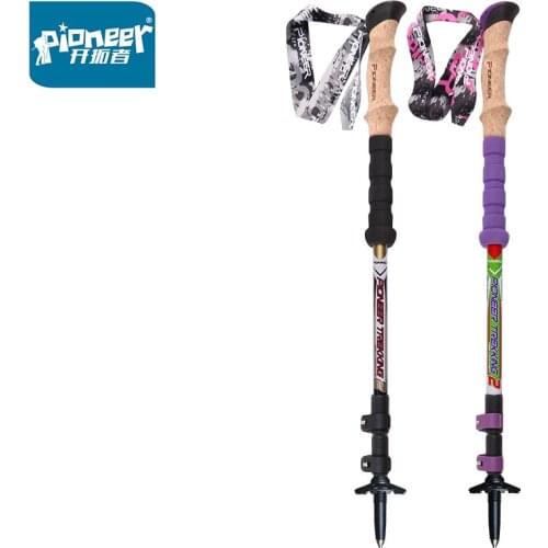 Pioneer Carbon Fiber Ultralight Trekking Poles 62-135cm Telescopic Quick Lock Hiking Walking Ski Camping Climbing Stick